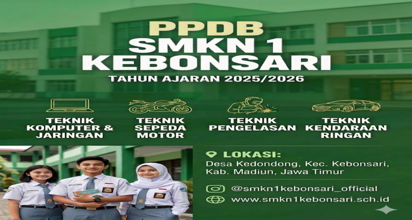 PPDB SMKN 1 Kebonsari Tahun 2026 Resmi Dibuka!